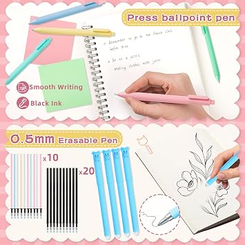 82pcs Aesthetic School Supplies Stationery Set with Pencil Case,Pastel Highlighters Gel Pens Mechanical Pencils,Essentials Stationary Set for Students Back to School Supplies(Blue)