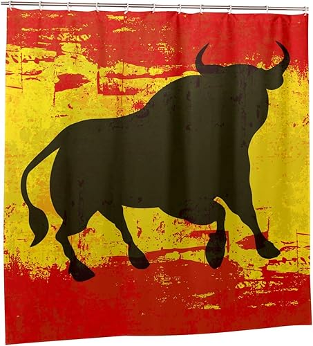 Miniatura 3 de GURUSS Cortina de ducha de toro español, cortinas de ducha impermeables para baño, cortinas de baño para decoración de baño, juego de cortina de