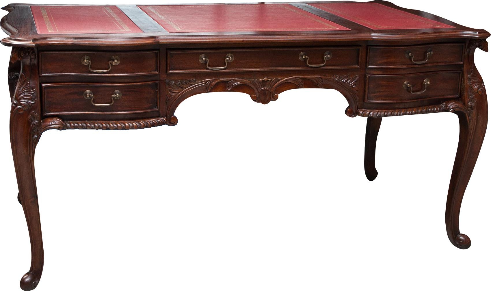 Biscottini Scrittoio in legno e pelle vintage 150x83x75 cm - Scrivania con cassetti - Scrittoio antico in legno - Scrivanie classiche per studio e camera da letto - Tavolo da lavoro per Computer