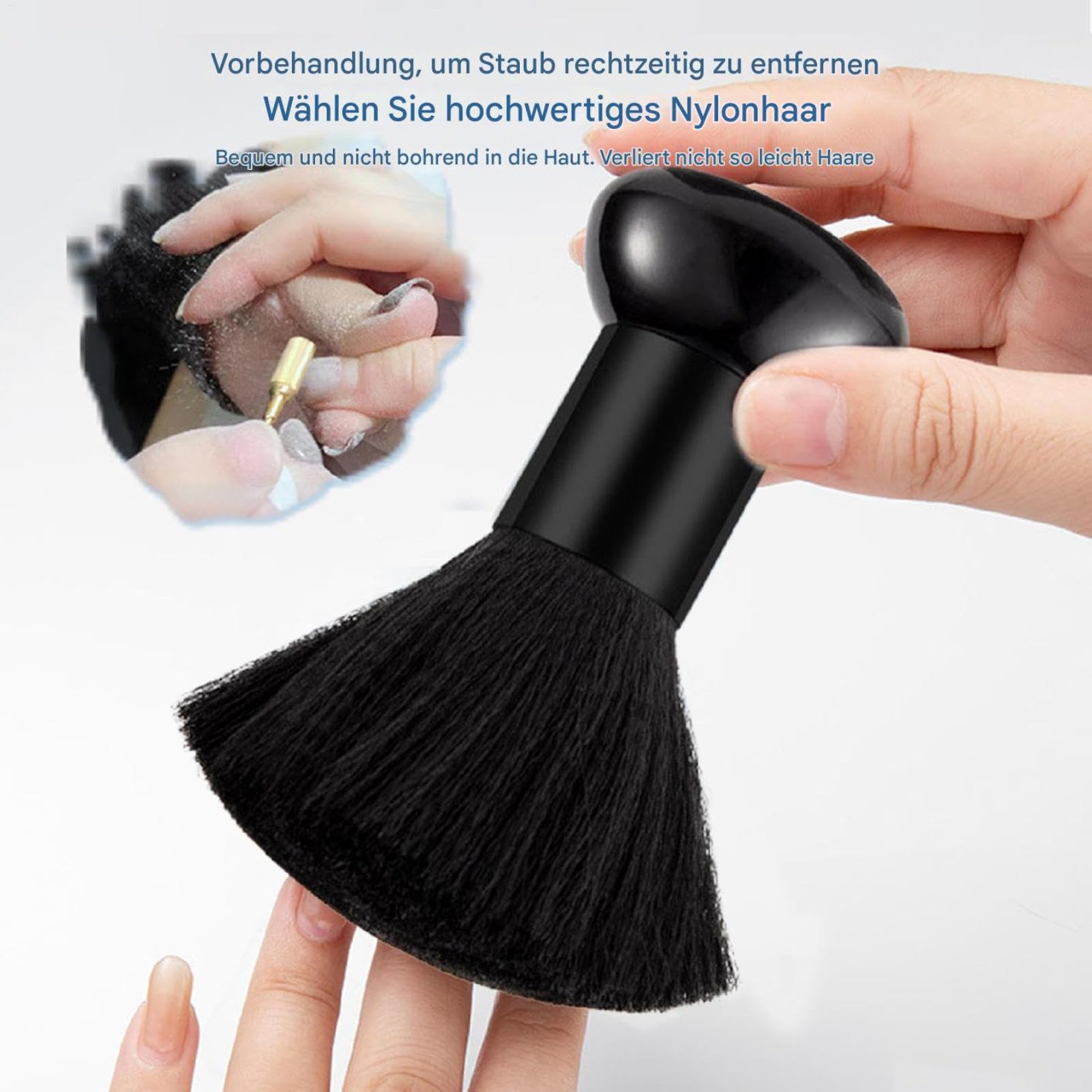 Spolverino per il collo, spazzola da parrucchiere, spazzola professionale per la pulizia del viso, per il salone, 1 confezione di setole in nylon morbide, spazzole per la pulizia della polvere delle