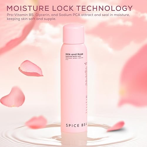 Miniatura 5 de SPICE BEAUTY Milk & Rose - Spray corporal y floral hidratante para el cabello y perfume para el cabello con rosa, leche de cabra, manzanilla,