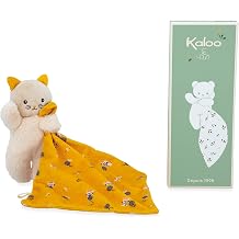 KALOO - Square Douceur - Yellow Cat Soft Toy - Square 18 x 18 cm Yellow - Eco-friendly Materials - FSC Gift Box - From Birth, K226003