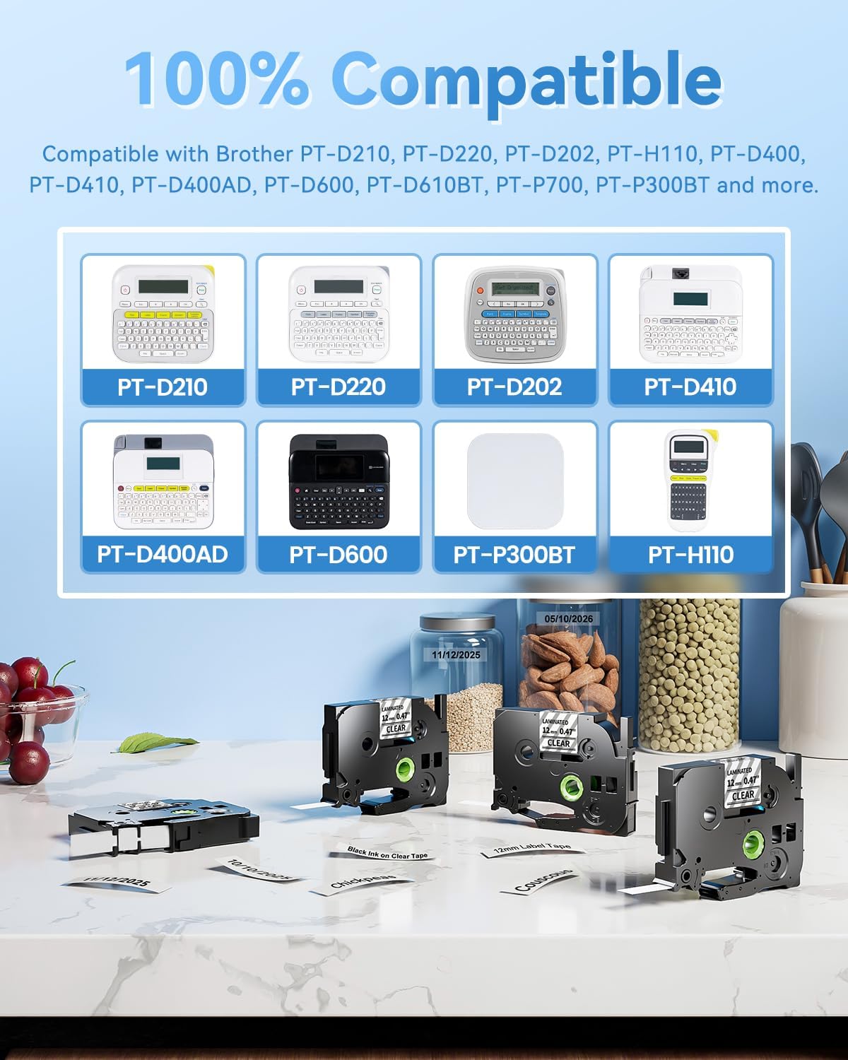 TZe TZ Tape 12mm 0.47 Laminated Clear Label Tape Replacement for Brother P Touch Label Tape TZe-131 TZe131 Black on Clear Label Maker Tape, Compatible with Brother PT-H110 D210 D220 D400 D600, 4-Pack - Image 2