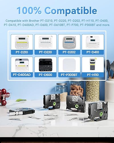 Miniatura 2 de TZe - Cinta TZ de 0.47 pulgadas, laminada de 0.47 pulgadas, cinta de etiquetas transparente de repuesto para Brother P Touch TZe-131 TZe131, cinta