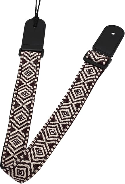 ERINGOGO Ukulele Strap Guitar Strap Jacquard Woven Ukulele Shoulder Belt with Leather Ends Adjustable Strap Perfect for Men Women Guitarists Bass Electric Acoustic