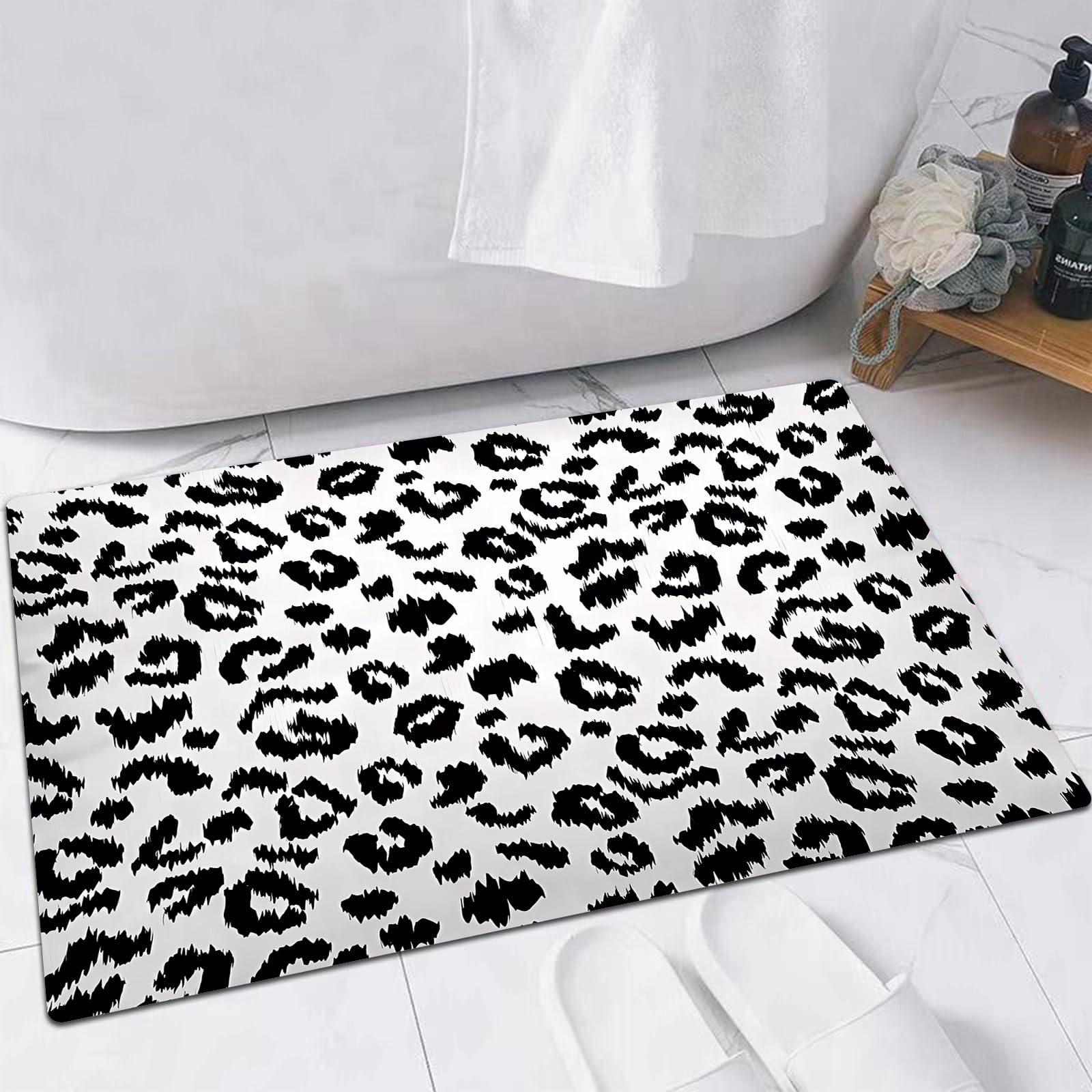 EMFSLA Bath Mat 16x24 in,Leopard print vector seamless pattern texture,Non-Slip Bathroom Mat Machine-Washable,Ultra Soft and Water Absorbent Bath Rug for Bathroom