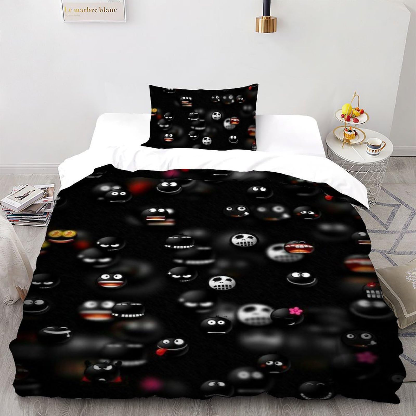 Parure de couette microfbre fleurs 135x200cm avec taie pour lit simple