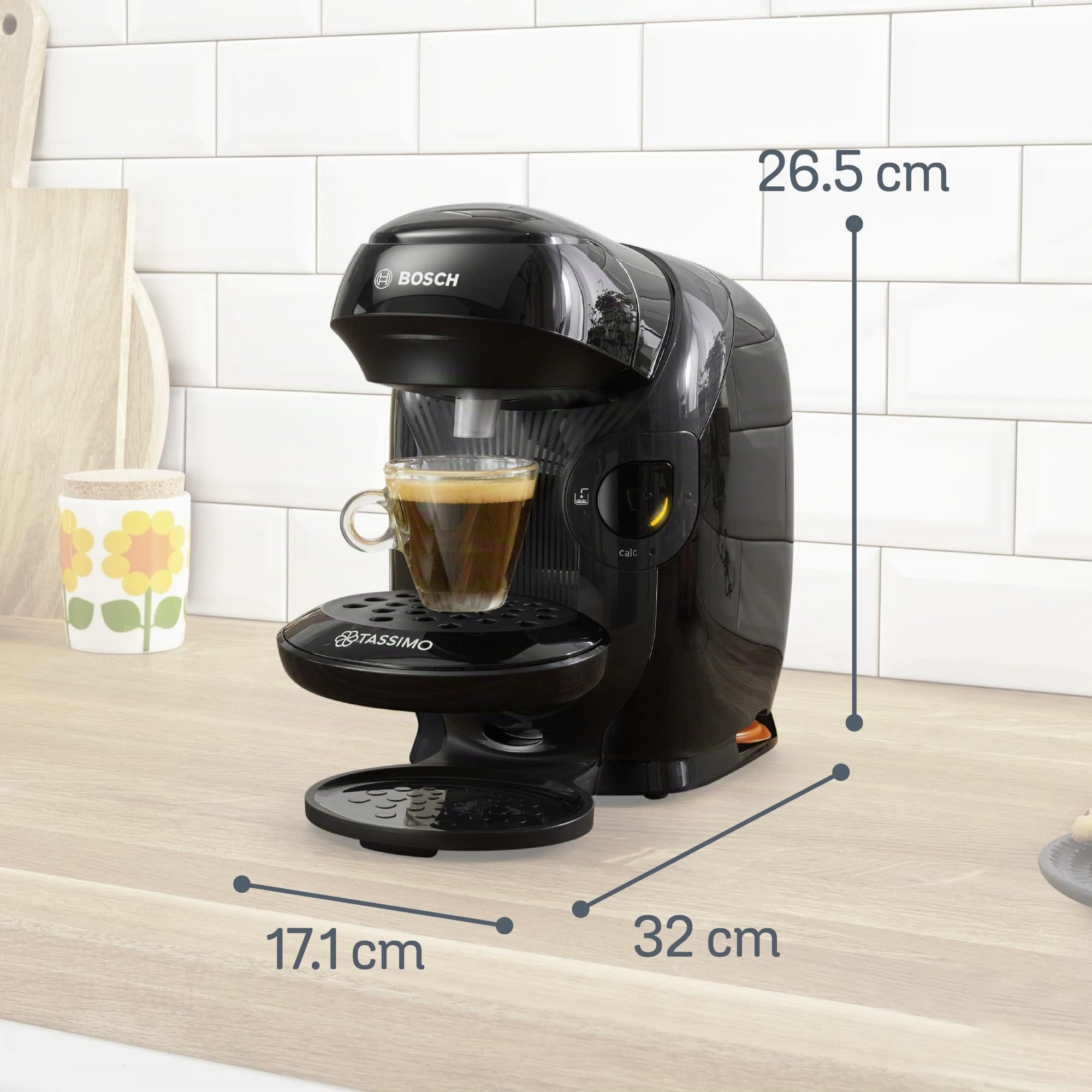 BOSCH máquina multibebida TASSIMO STYLE, TAS1102, hasta 70 bebidas, OneTouch, servicio individual, tamaño compacto, INTELLIBREW, negro