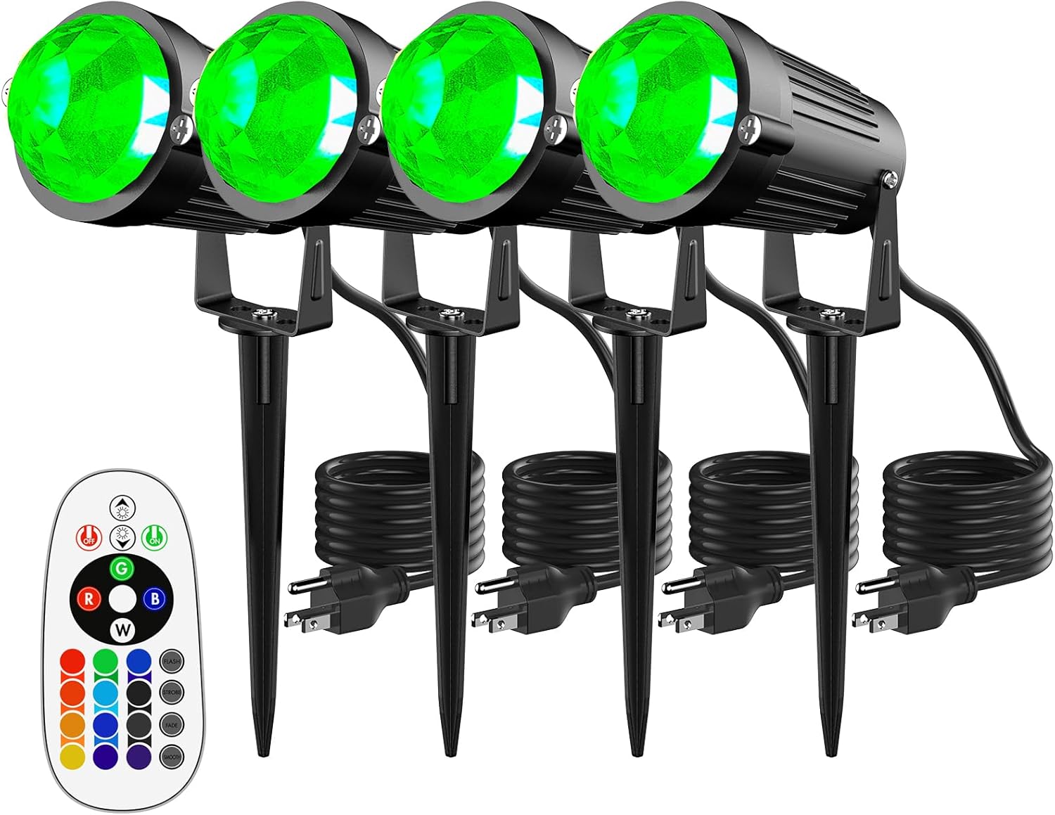 Christmas Halloween Outdoor Spotlight RGB Lights Projector, 12W Color Changing Landscape Lighting for Yard Garden Patio Decor, 4 Pack of 120V Waterproof LED Landscape Lights for Home Party Decorations