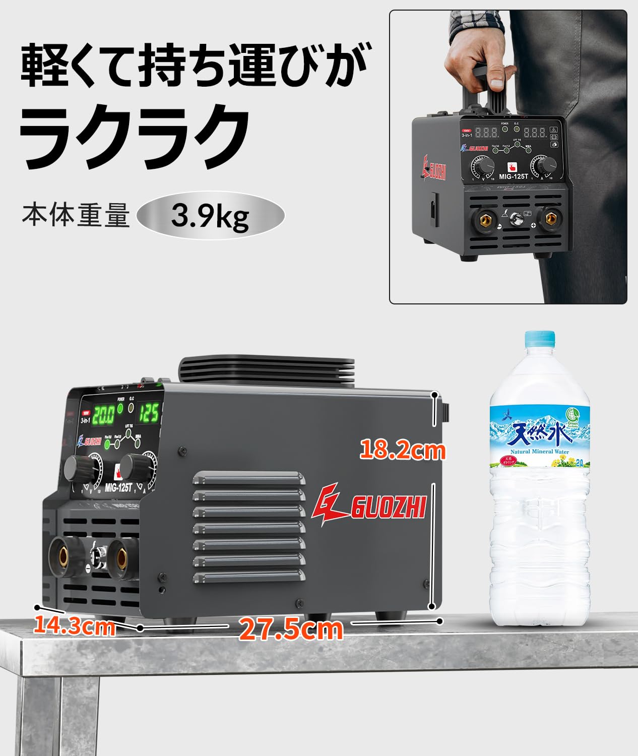 Amazon | GZ GUOZHI 溶接機 100v 半自動 125A アーク溶接 ノンガス 