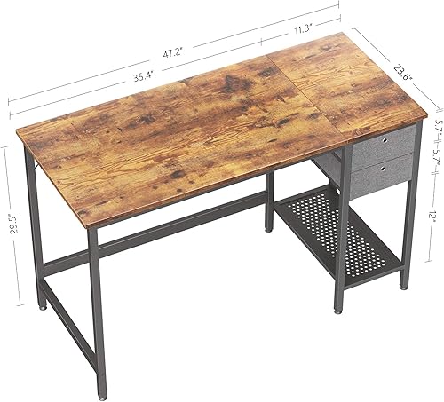 Miniatura 2 de BANTI Escritorio de computadora para oficina en casa con cajones, escritorio pequeño de 47 pulgadas, mesa de estudio, escritorio moderno y simple