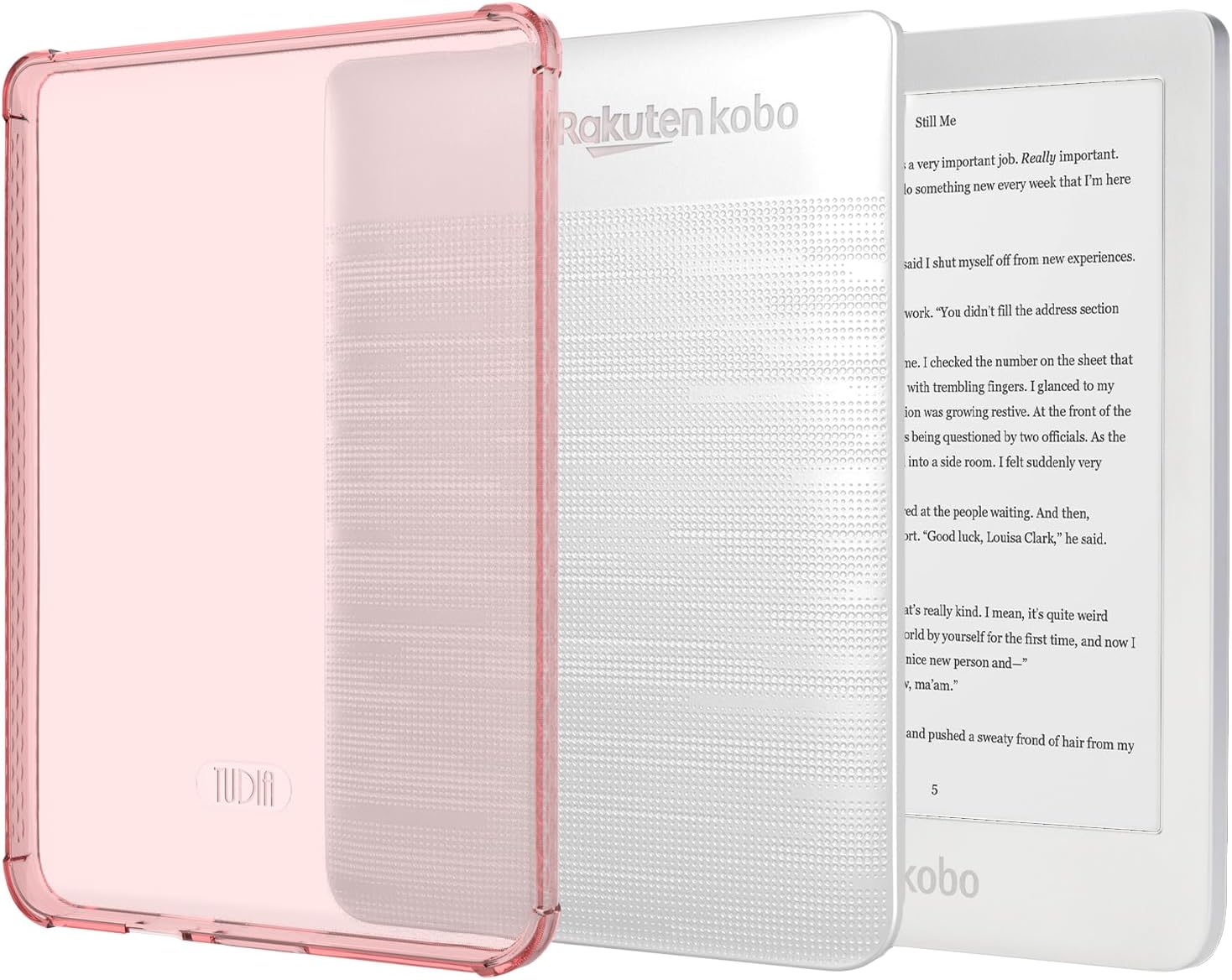 TUDIA SKN Designed for Kobo Clara HD Case 6" (2018) Back Cover, [Reinforced Corners] Shockproof Slim Anti-Yellowing Silicone Gel Clear Back Lightweight Grip TPU Bumper for eReader - Clear Pink