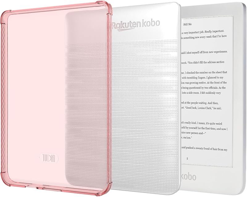 TUDIA SKN Designed for Kobo Clara HD Case 6" (2018) Back Cover, [Reinforced Corners] Shockproof Slim Anti-Yellowing Silicone Gel Clear Back Lightweight Grip TPU Bumper for eReader - Clear Pink