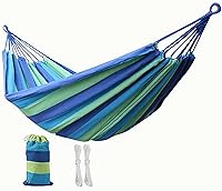 Vista 1 de KNC Hamaca de tela de jardín para acampar con correas de árbol para colgar hamaca duradera de hasta 550 libras, 2 personas, hamaca portátil