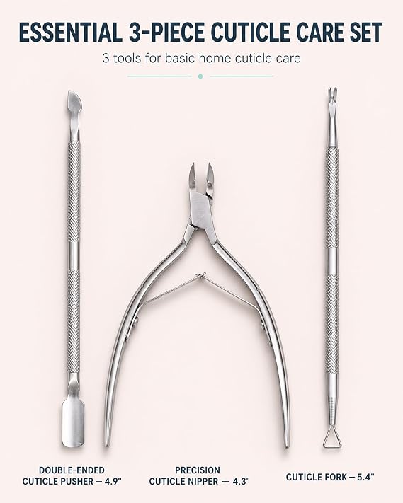 Cuticle Trimmer and Pusher Set - Stainless Steel Cuticle Nippers
