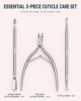Cuticle Trimmer and Pusher Set - Stainless Steel Cuticle Nippers