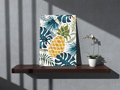 Miniatura 2 de Lienzo decorativo para pared con diseño de hojas tropicales de piña de verano, tema de frutas tropicales, 11 x 14 pulgadas, impresiones decorativas