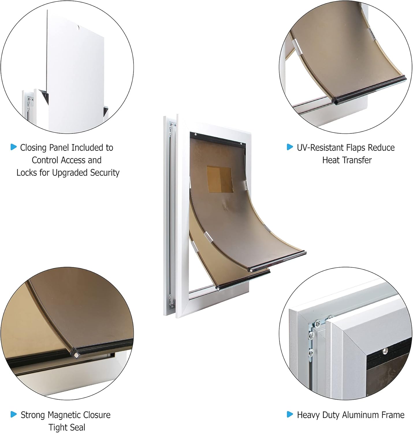 MAVRICFLEX Weatherproof Dog Door with Sliding Lock Panel, Energy Efficient Rugged Aluminum Large Dog Door, Easy Installation, Magnetic Double Flaps Heavy Duty Dog Door for Dogs Up to 110lbs : Everything Else