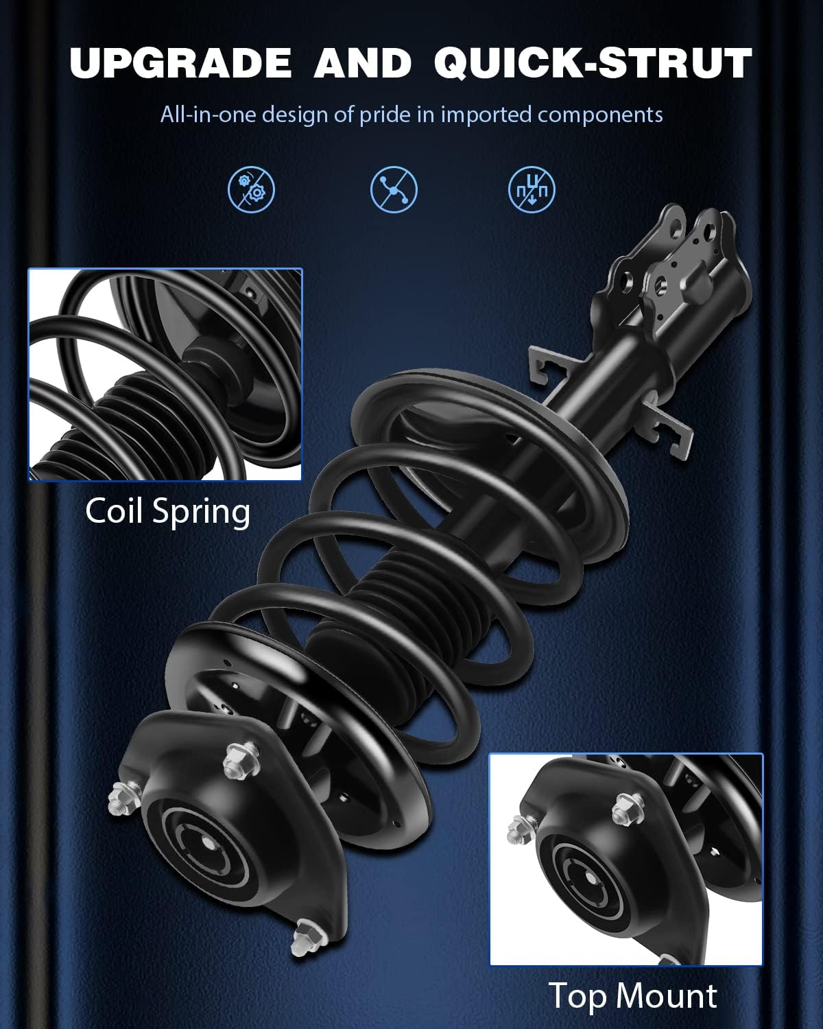 ECCPP Complete Struts Spring Assembly Front Struts Shock Absorber Fit for 2004 2005 2006 2007 2008 2009 for Kia Spectra 2005 2006 2007 2008 2009 for Kia Spectra5 Set of 2