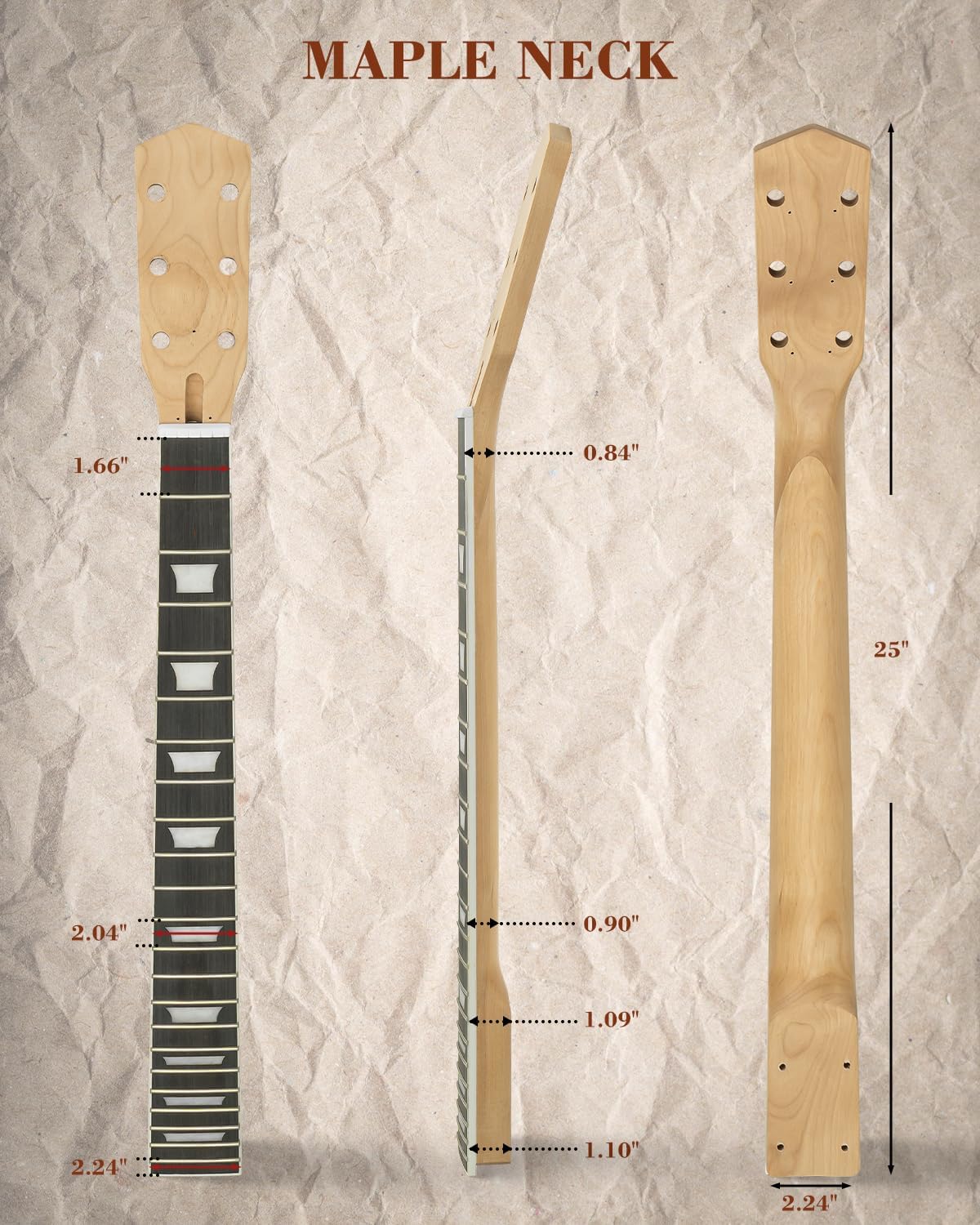 Secure neck joint of the STRICH SLP-D30 guitar
