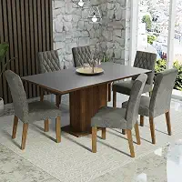 Conjunto Sala de Jantar Mesa Tampo de Madeira 6 Cadeiras Rustic/cinza/silver Hanna Madesa