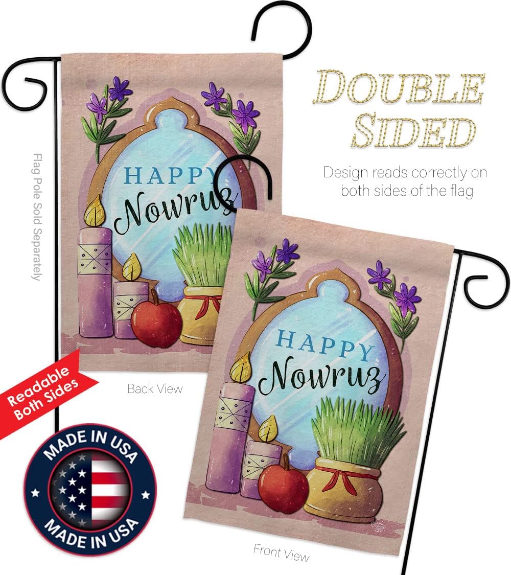 Celerate Nowruz Decorations Home Decor Flag Pole Banner Room Wall Art Patio Lawn Front Porch Outdoor Small Tapestry Yard Sign Celebration Persian New Year Christian Religion Day Holiday Made In USA