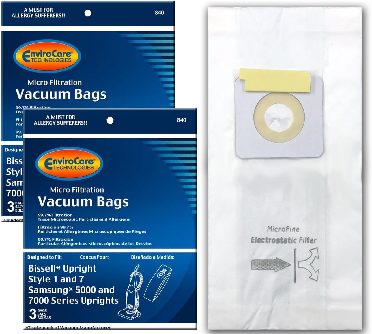 EnviroCare Premium Replacement Multi-layer Micro Filtration Vacuum Bags Compatible with Bissell Style 1 & Style 7 / PowerForce 3522, PowerGlide 3545, Bissell Plus 3350 Series 6 Pack