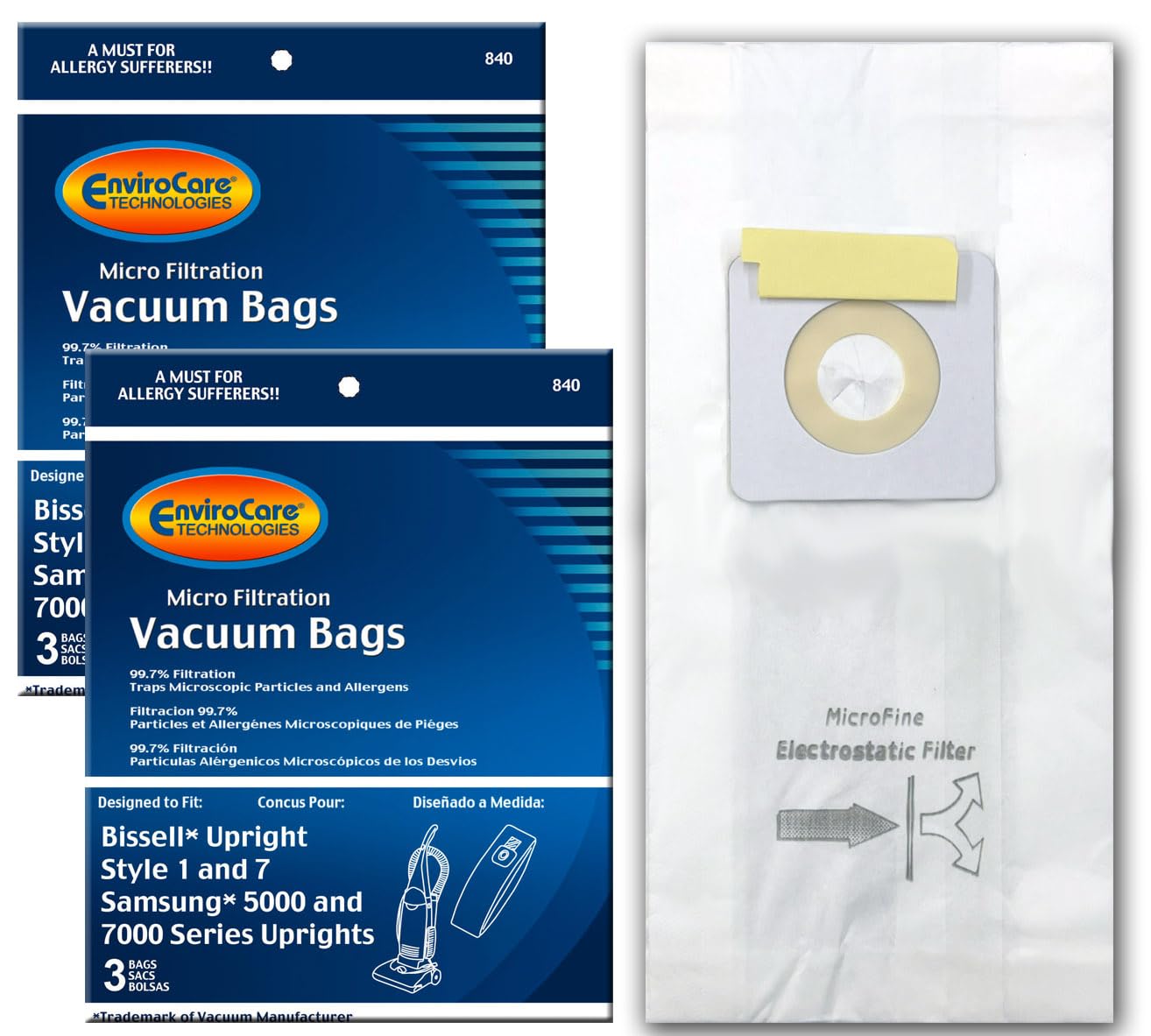 Sacs Bissell Style 7 contre la poussière lot de 6 rechanges pour air sain