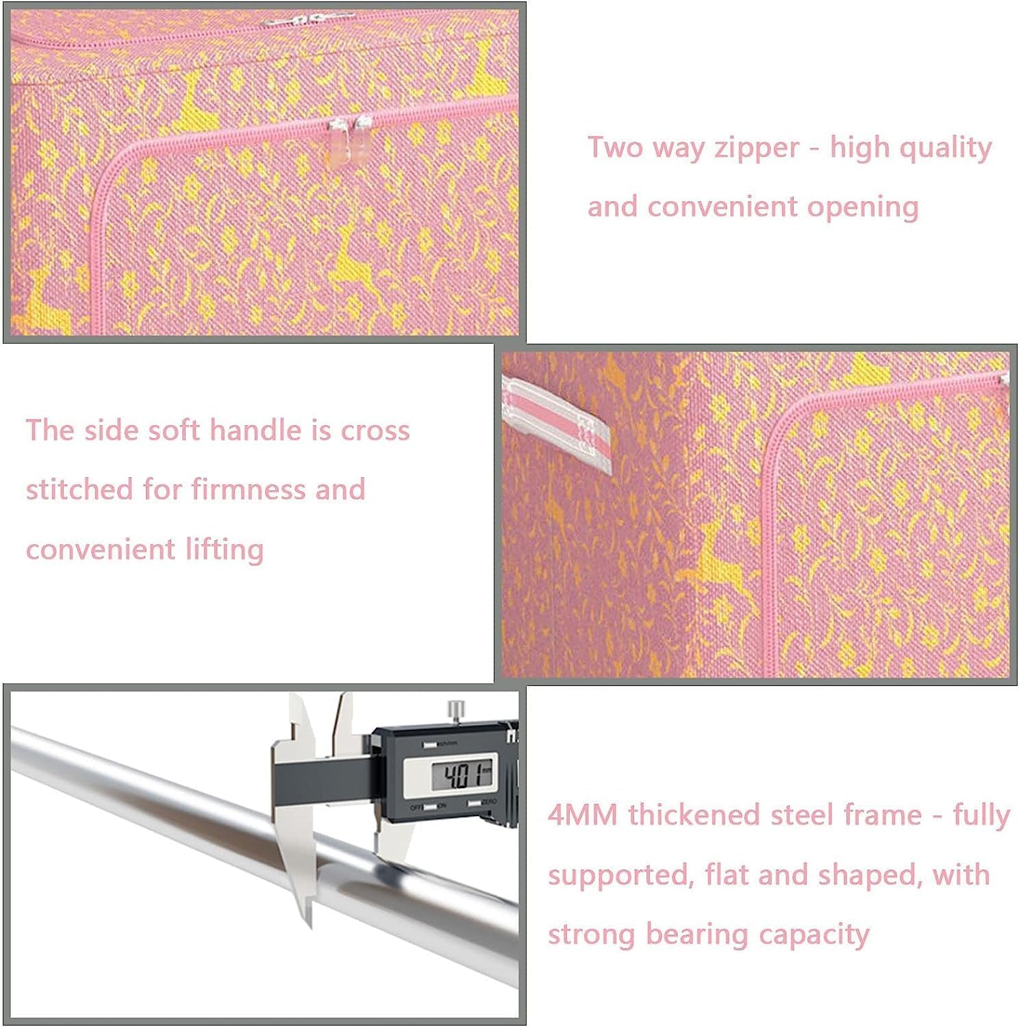 Storage Bag for Clothes Bedding Collapsible Organizers for Clothing with Handle Storage BagContainer Bin for Bedding Pillow Storage Container(G,66L)