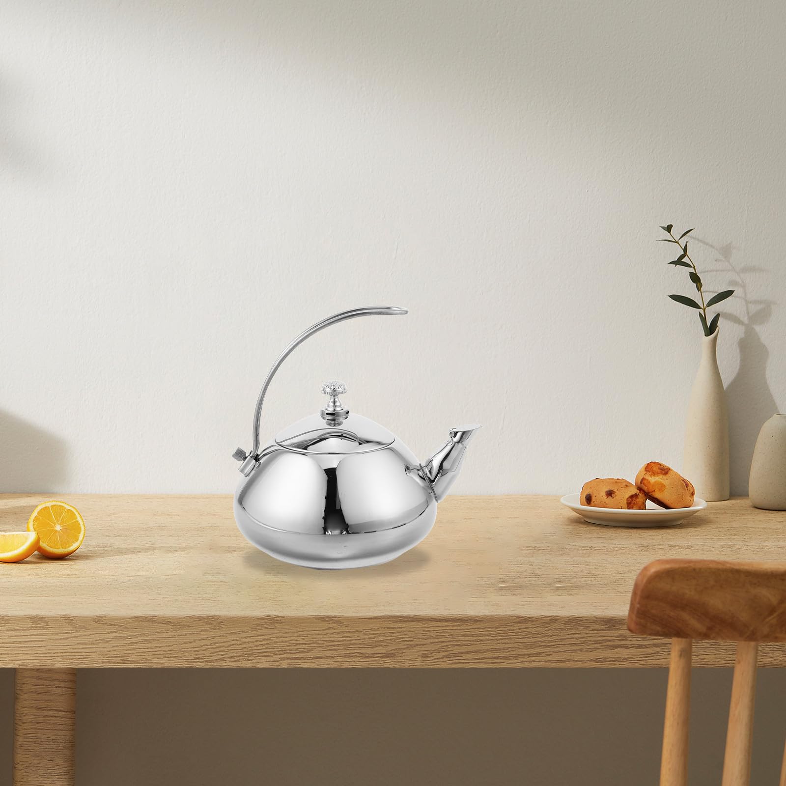 Abaodam Bouilloire Inox à Induction 1,5l avec Filtre à Thé en Acier Inoxydable, Poignée Ergonomique et Design Élégant pour Maison et Bureau