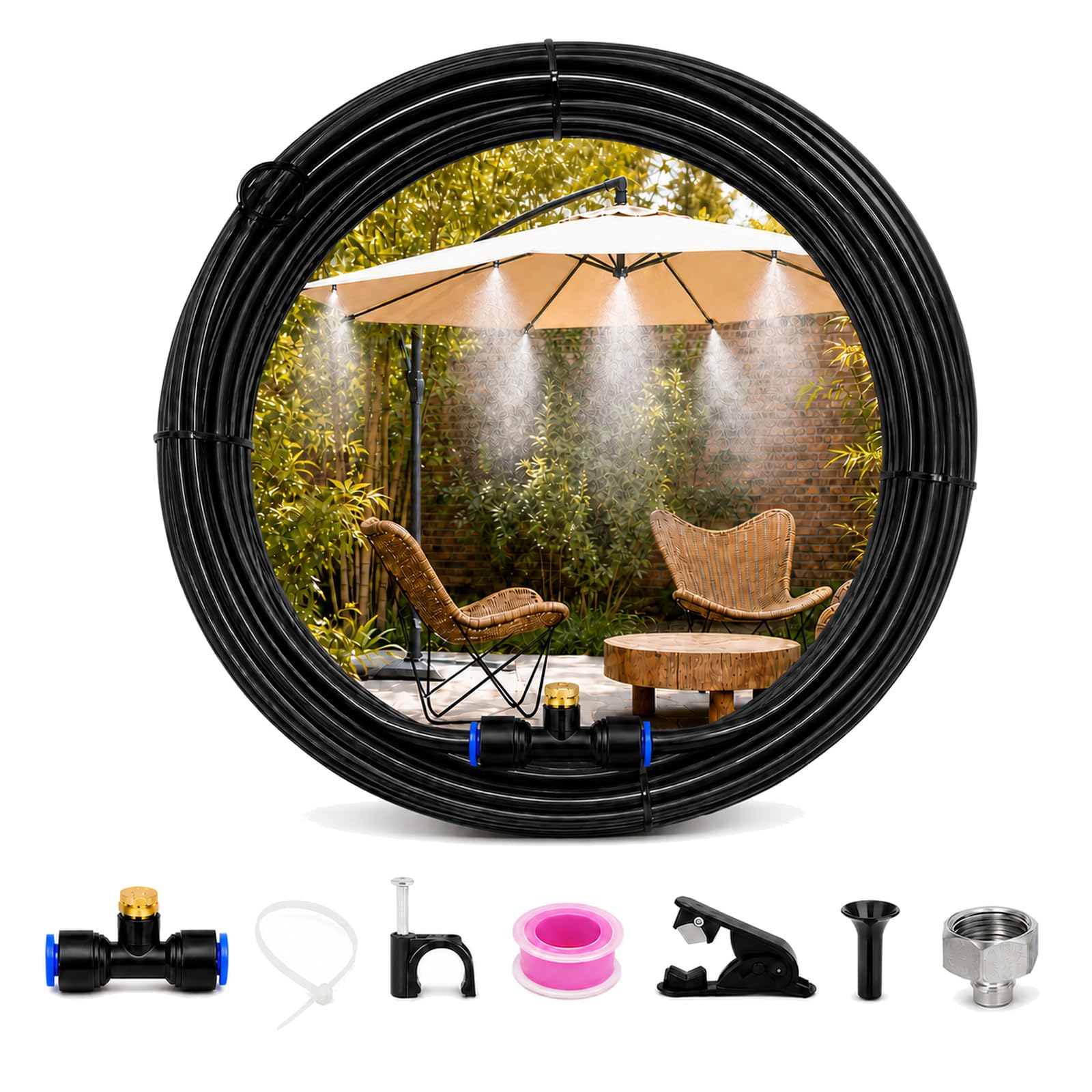 Brumisateur Terrasse Exterieur Kit,Brumisateur pergola,Kit D’Irrigation,Système De Refroidissement Extérieur Parbrumisateur,Refroidissement,pour Fleurs,Pelouse,Terrasse,Balcon Maison