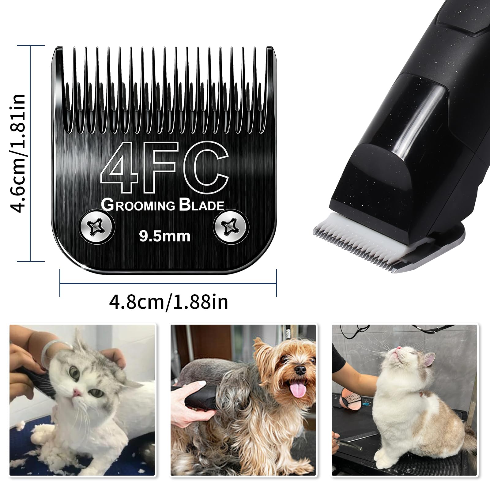 4FC+5FC+7FC+3-3/4FC, lame staccabili per toelettatura cani, compatibili con tagliacapelli Andis, Oster A5, Wahl serie KM10, lunghezza di taglio 3,2 mm-13 mm, nero