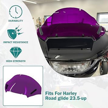 Motorcycle Windshield Windscreen Wind Splitter Fit for Harley Road Glide FLTRXSE 2023-later FLTRX FLTRXSTSE 2024-later for Dual Headlights Purple