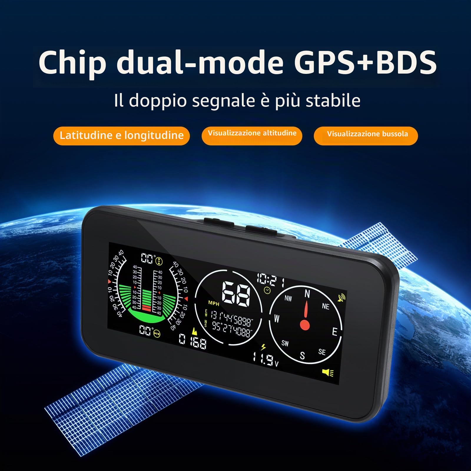 M60 Auto Head Up Display Bussola Inclinometro Velocità GPS Digital Overspeed Allarme Off Road Accessori