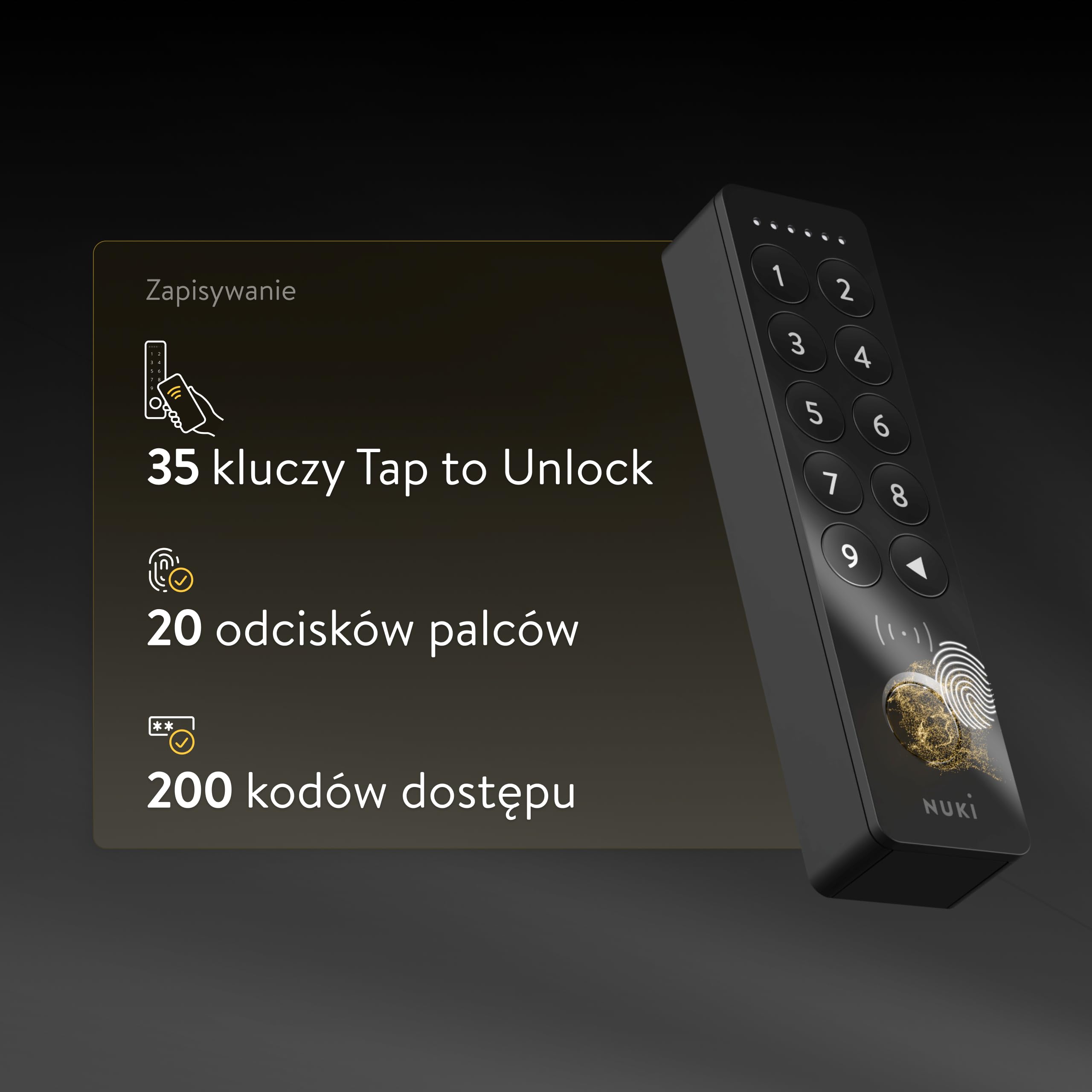 Nuki Keypad 2 NFC (2026) - Otwieraj drzwi kluczem do domu Apple, NFC, odciskiem palca lub 6-cyfrowym kodem. Keypad Bluetooth z Matter do wygodnego, bezkluczykowego dostępu z Nuki Smart Lock