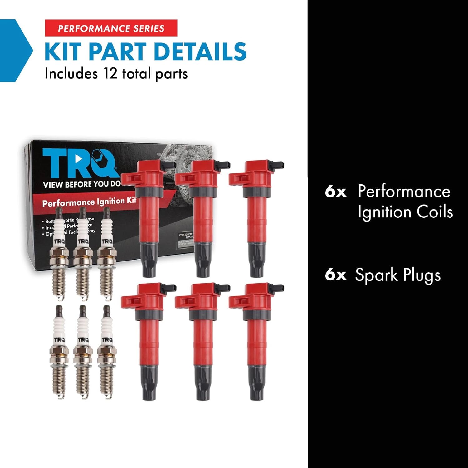 TRQ Ignition Coil and Spark Plug Kit 12 Piece Compatible with 2012-2017 Hyundai Azera 2010-2011 Genesis 2010-2016 Genesis Coupe 2010-2019 Santa Fe 2014-2015 Kia Cadenza 2011-2017 Sedona Sorento