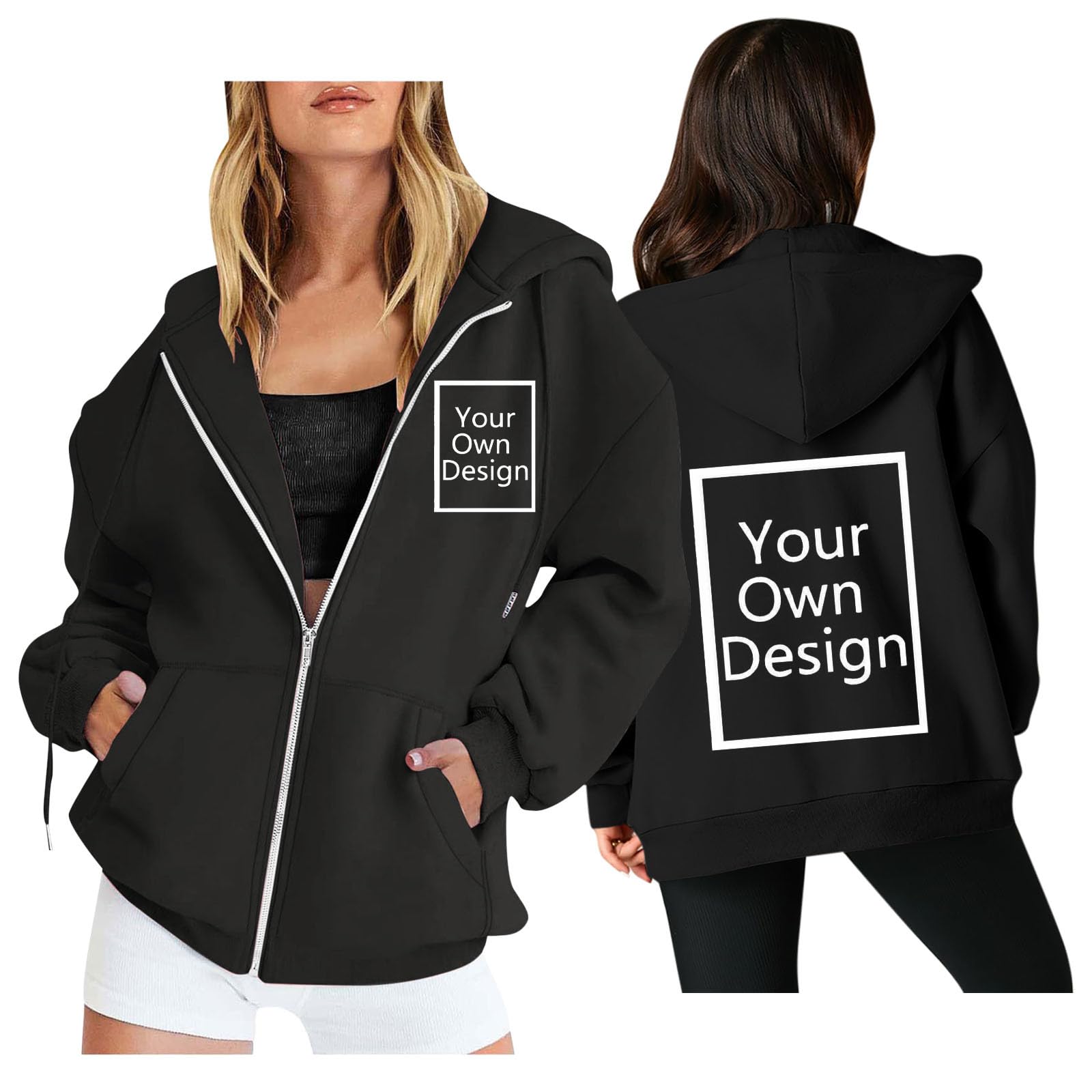 Custom Jackets Design Your Own Full Zipper Hooded Sweatshirt Custom Sweatshirt T Shirts Add Your Own Text or Picture