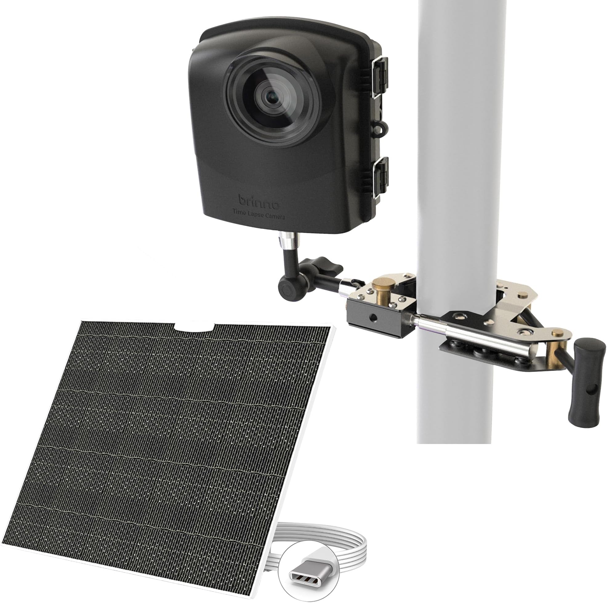 Brinno BCC2000 Plus + ASP1000-P Construction Camera and Solar Panel Kit Bundle | Includes: Full HD TLC2000 Time Lapse Camera, 32-ft Extender for Laptop/Tablet