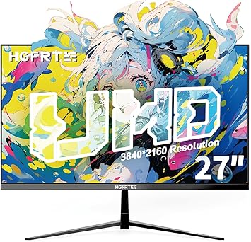 27 Inch 4K UHD Computer Monitor, IPS Ultra HD 60Hz 38402160 PC Monitor with HDR10, 100% sRGB, AMD FreeSync, HDMI 2.0 & DP1.4, VESA100*100mm, 178 Wide Viewing Angle