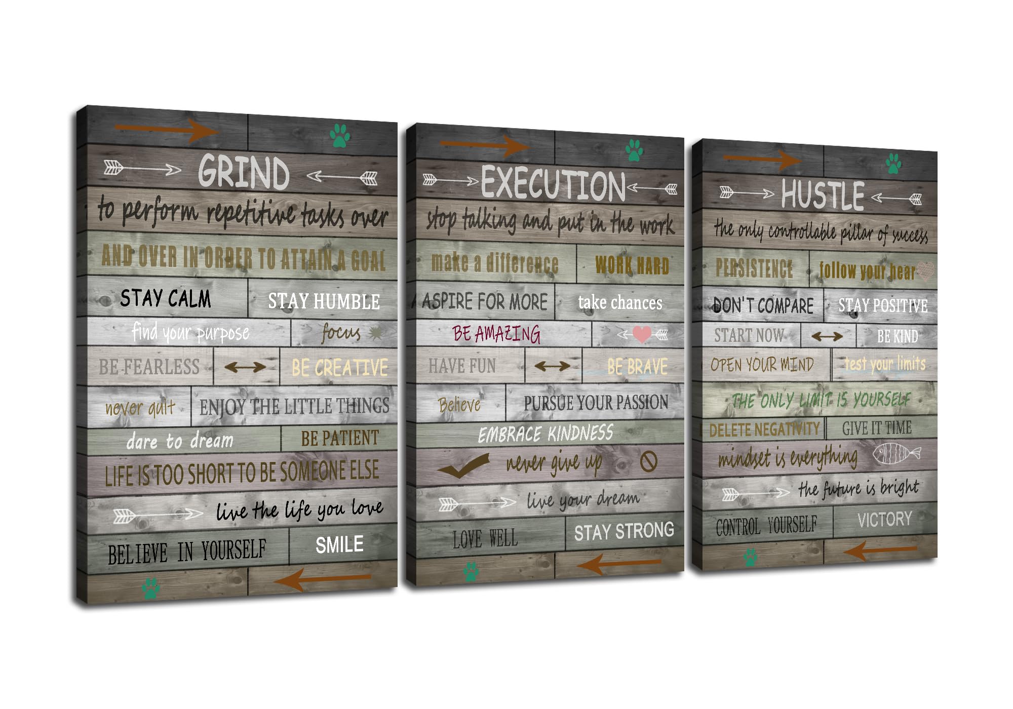 3 piezas de lienzo motivacional para pared, arte de muelle, ejecución, empresario, citas, carteles, impresiones inspiradoras de éxito, cuadros para decoración de dormitorio, oficina, listo para colgar