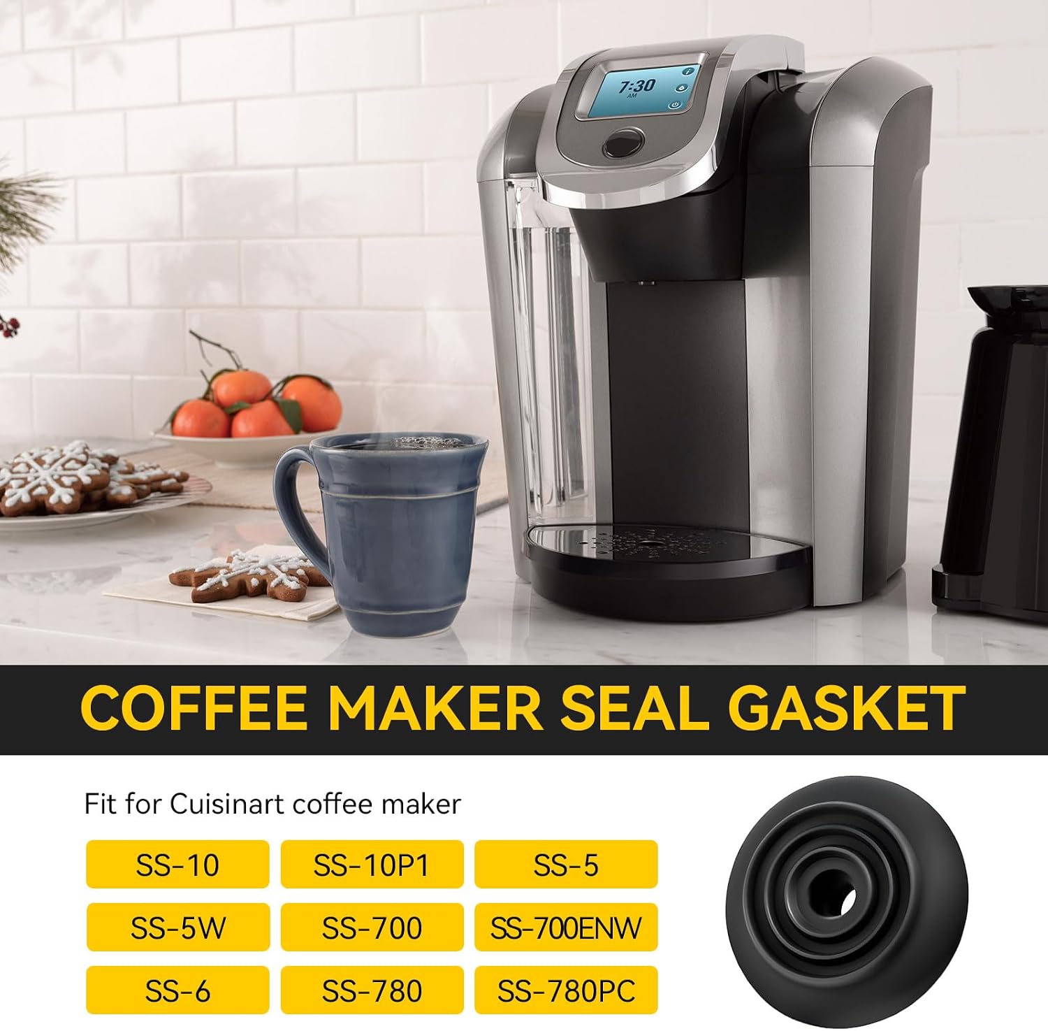 Coffee Maker Replacement Upper Needle Seal Silicone Gasket Compatible with Cuisinart Single Serve Coffee Maker for SS-10, SS-10P1, SS-5, SS-5W, SS-700, SS-700ENW, SS-6, SS-780, and SS-780PC