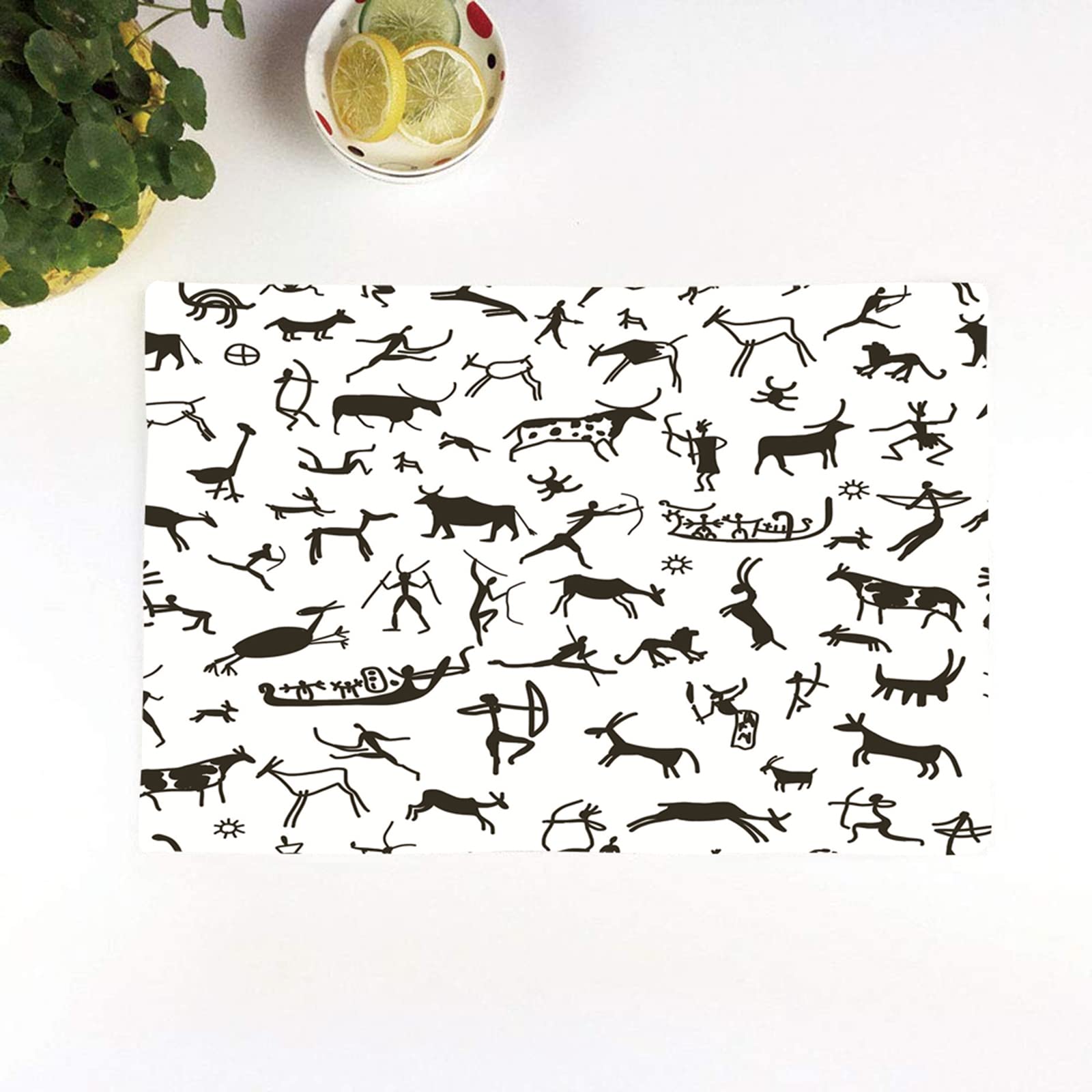 CONERYCONERY Placemats Set of 4, Washable Heat Resistant Non-Slip,Cave Rock Paintings Ethnic People Ancient Caveman Pattern Prehistoric,Kids Place Mats Kitchen Mats for Household Hotel Décor