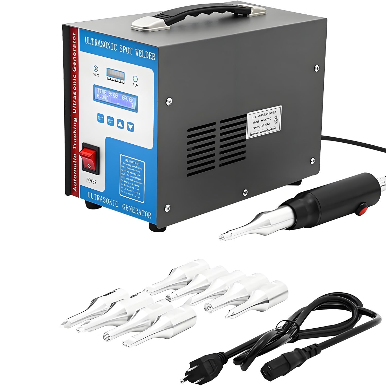 GLBMXDD Handheld Ultrasonic Spot Welder,Ultrasonic Plastic Welding Machine with 10Pcs Welding Heads, 700W 28KHz Plastic Spot Welding Machine for ABS/PP/PE