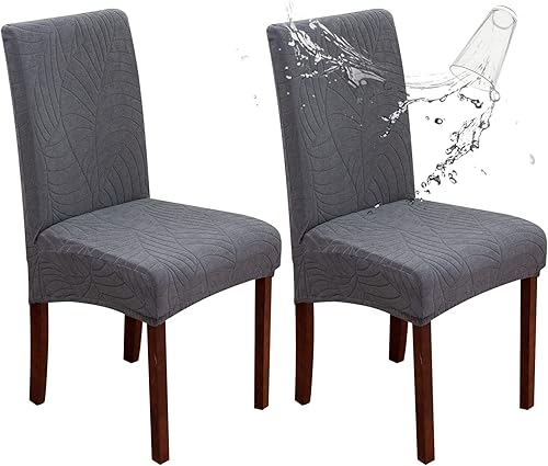 Vista 43 de Genina - Fundas impermeables para sillas de comedor, fundas elásticas de Jacquard, extraíbles y lavables, protector de silla para cocina, hotel