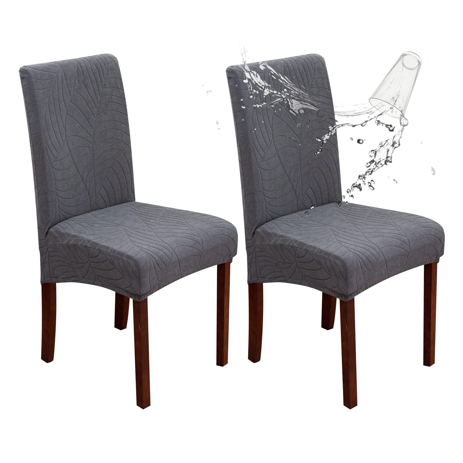 Housse de chaise imperméable en jacquard premium gris foncé
