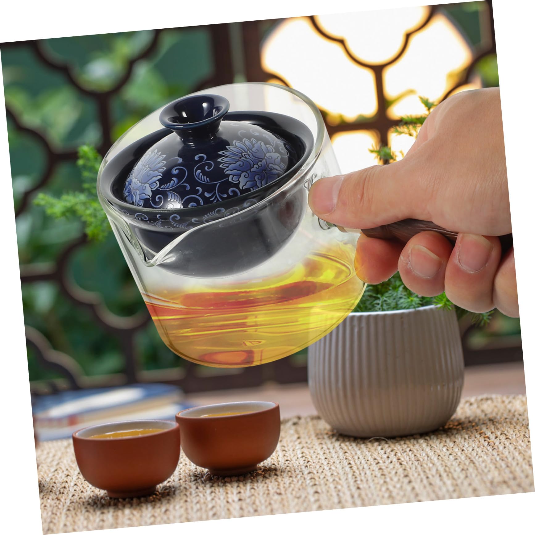 BESTYASH 360° Drehbare Keramik Teekanne mit 330ml, Seitenhenkel
