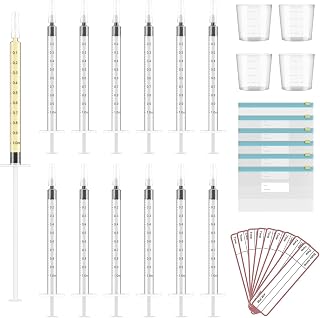 60 Sets 1Ml Colostrum Collector Kit Include 60 1ml No Needle Sterile Syringes with Cap, 4 Measuring Cup, 6 Zip-lock Storage Bags, 60 Labels for Breast Milk Collector
