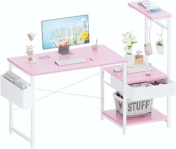Pamray 50 Inch Small Gaming Computer Desk with Drawers and Shelves