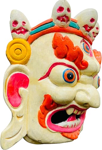 Miniatura 3 de Himalayan Craft Escultura de pared Bhairab Máscara de madera para colgar en la pared Shiva Mahakala Kaal Bhairab Máscara de budismo para decoración