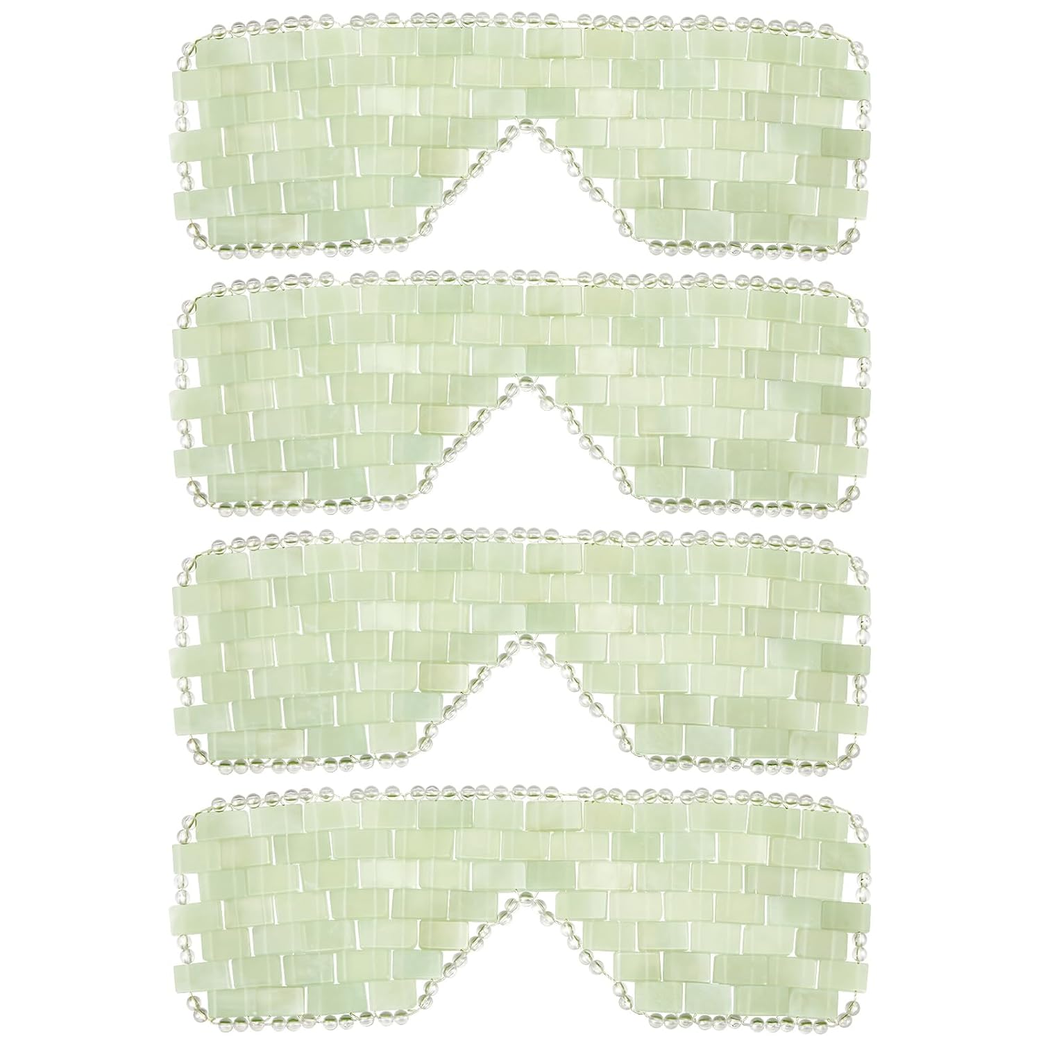 Hercicy 4 Pcs Jade Eye Mask Green Jade Stone Facial Cooling Mask for Alleviate Puffiness Face Massage Relax Eyes Relieve Migraine Meditation Beauty (Green)